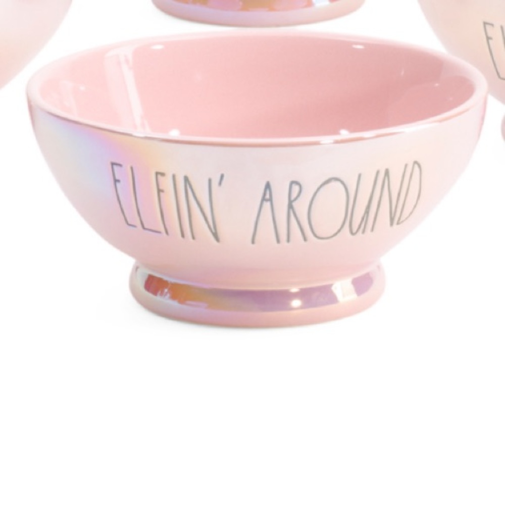 Christmas Metallic Pink 4 count Elfin’ around Bowls Rae Dunn